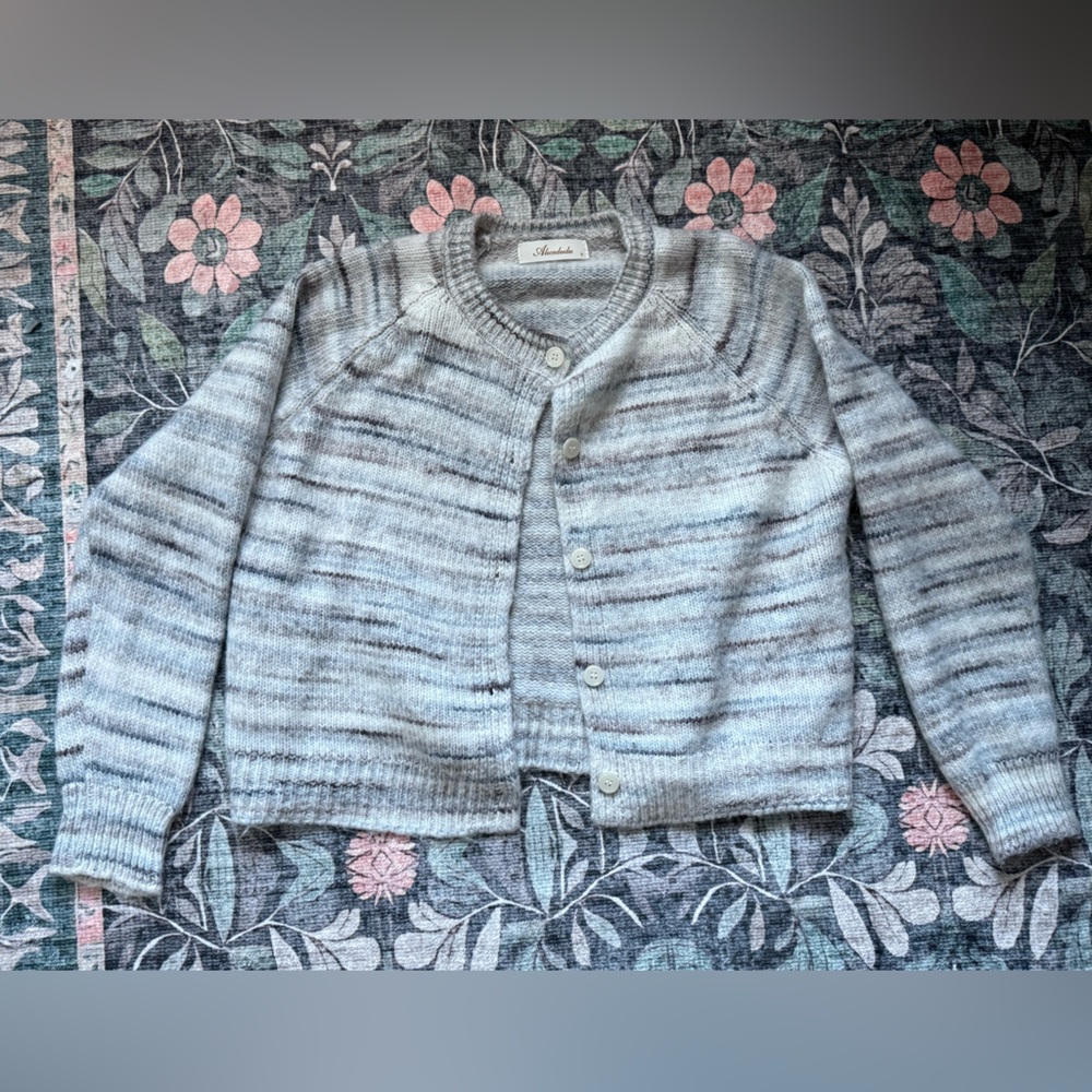 Gray Striped Button-Up Cardigan